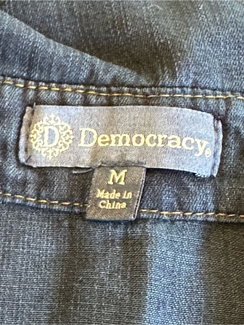 Democracy | Shirttail Hem Peplum Patch Pocket Shirt in Indigo, Size M